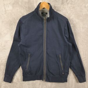 Bugatti Sweatshirt Jacket Full Zip Mens‎ Size L Stand Collar Navy Blue Gressan